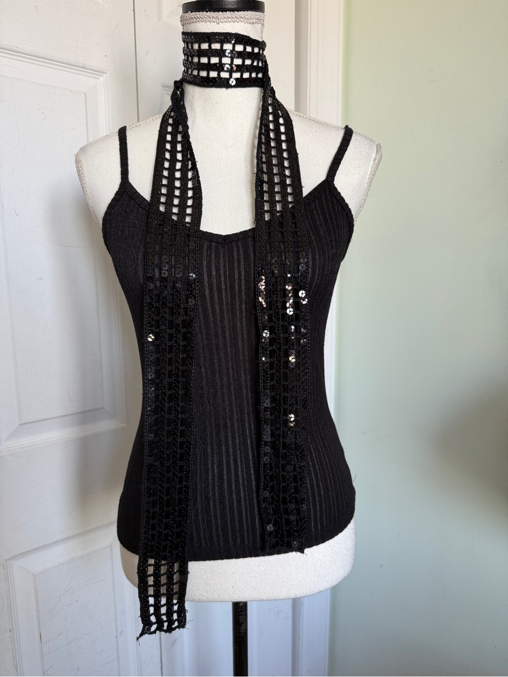Y2K Active Brand Tank Top with Sequined Belt Party Bling Whimsigoth Top